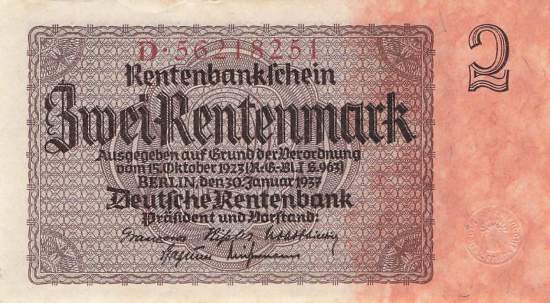 2 Rentenmark 1937 ro.167b D